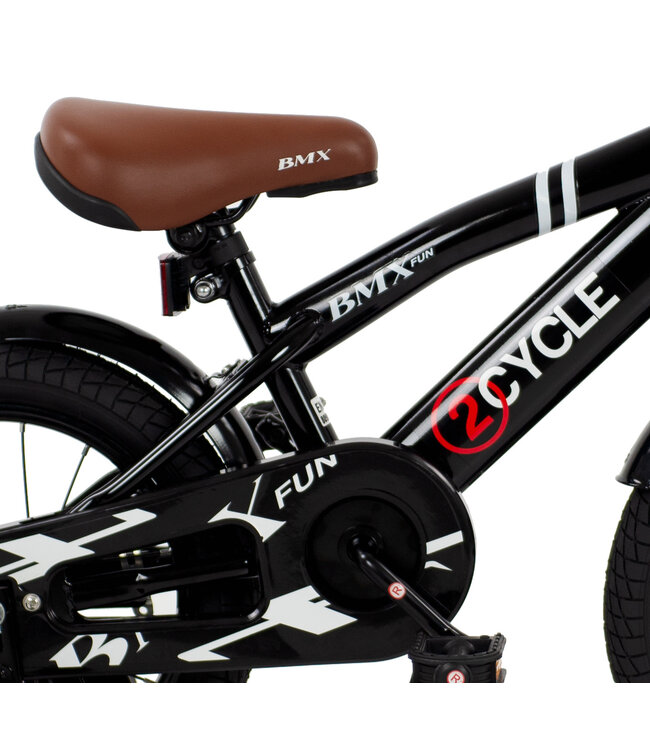 2Cycle BMX Fun kinderfiets 14 inch (3 tot 5 jaar) voor jongens zwart