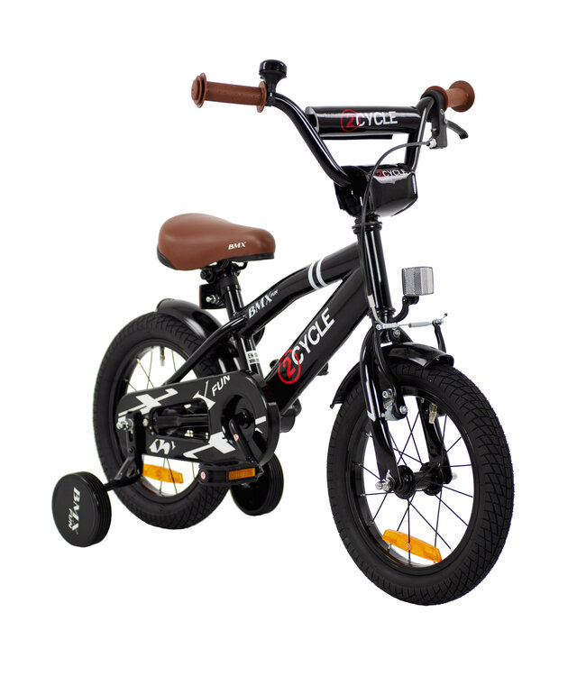 2Cycle BMX Fun kinderfiets 14 inch (3 tot 5 jaar) voor jongens zwart