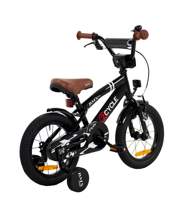 2Cycle BMX Fun kinderfiets 14 inch (3 tot 5 jaar) voor jongens zwart