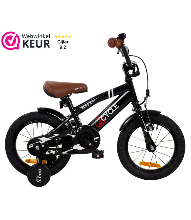 2Cycle BMX Fun kinderfiets 14 inch (3 tot 5 jaar) voor jongens zwart