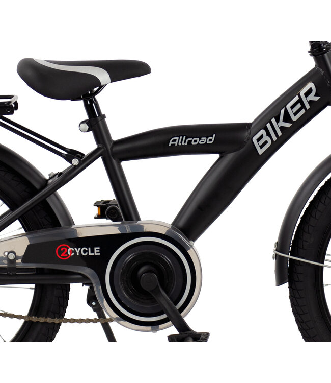 2Cycle Biker-Cargo kinderfiets 18 inch (5 tot 7 jaar) voor jongens zwart