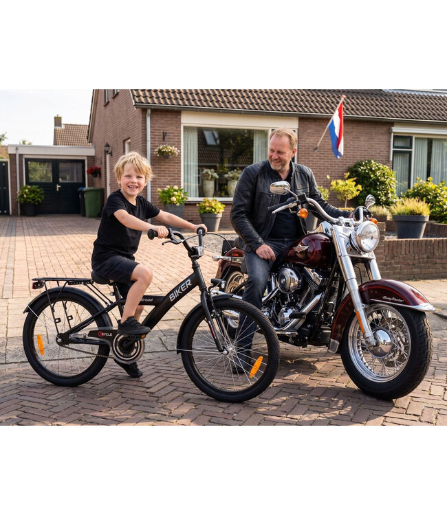 2Cycle Biker-Cargo kinderfiets 20 inch (6 tot 8 jaar) voor jongens zwart