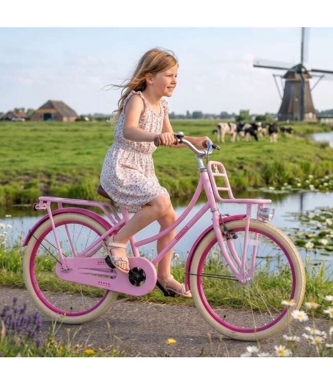 2Cycle Meisjes Transportfiets 22 inch (7-9 jaar) – Roze – Trendy Schoolfiets