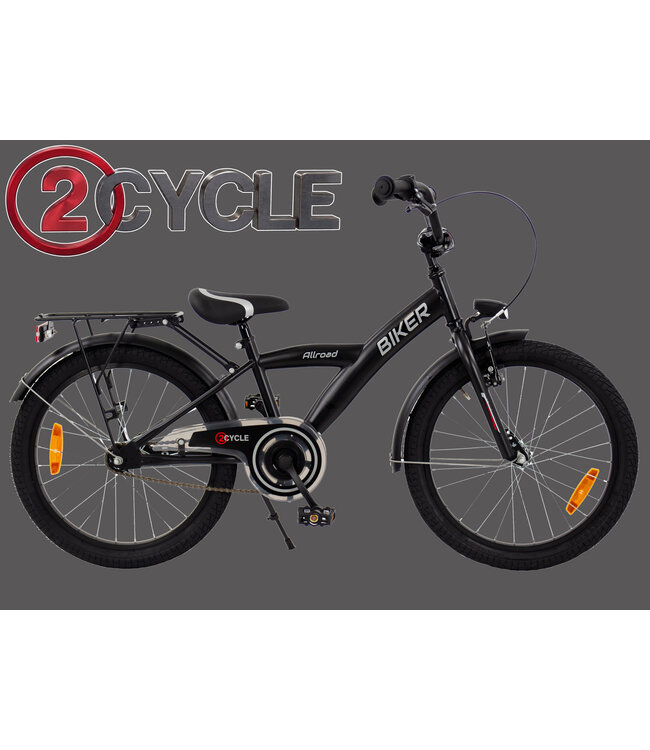 2Cycle Biker-Cargo kinderfiets 20 inch (6 tot 8 jaar) voor jongens zwart