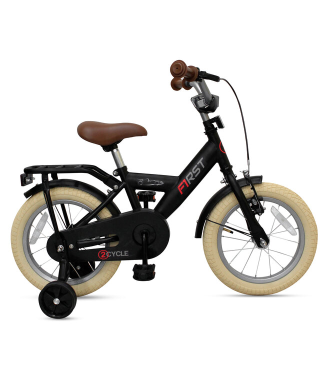 2Cycle First kinderfiets 14 inch (3 tot 5 jaar) voor jongens zwart- zonder zijwielen
