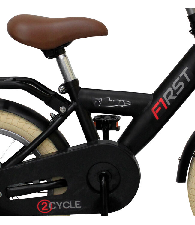 2Cycle First kinderfiets 14 inch (3 tot 5 jaar) voor jongens zwart- zonder zijwielen