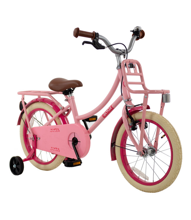 2Cycle Transportfiets 16 inch (4-6 jaar) Meisjesfiets Roze – Met Zijwieltjes en Voordrager