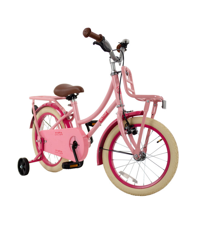 2Cycle Transportfiets 16 inch (4-6 jaar) Meisjesfiets Roze – Met Zijwieltjes en Voordrager