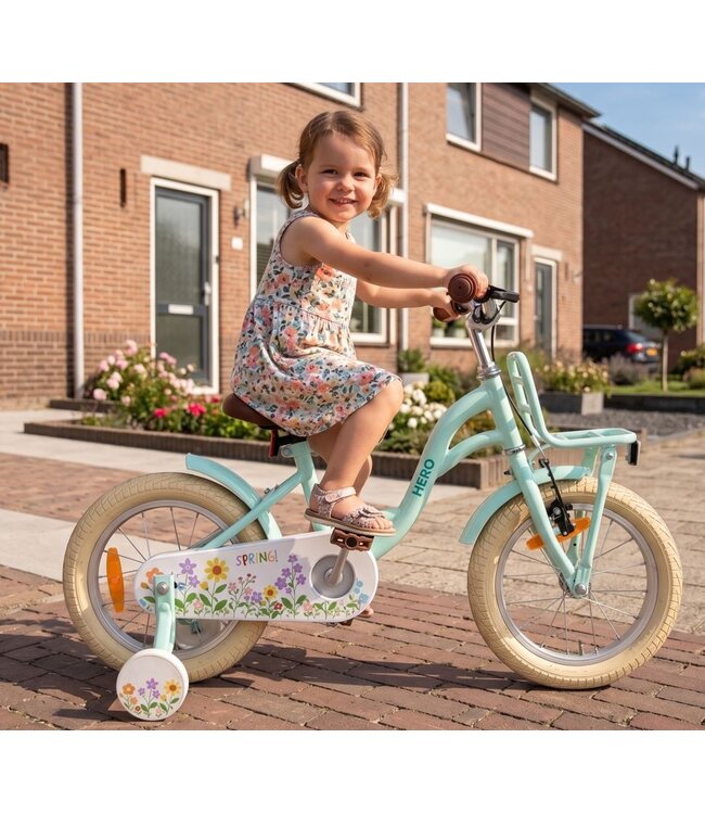 2Cycle Spring 14 inch kinderfiets (3 tot 5 jaar) voor meisjes pastel-groen