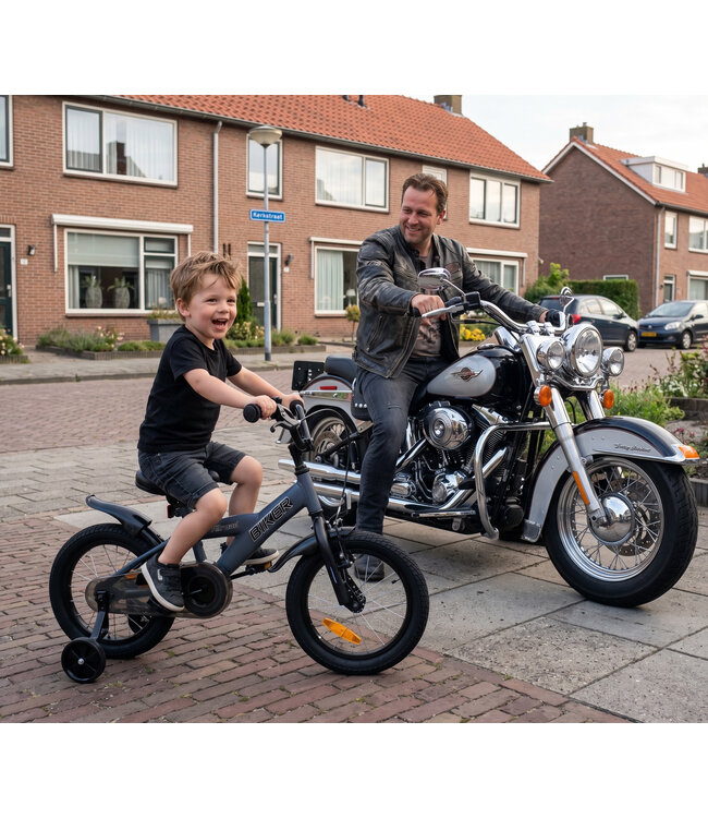 2Cycle Biker kinderfiets 14 inch (3 tot 5 jaar) voor jongens Blauw