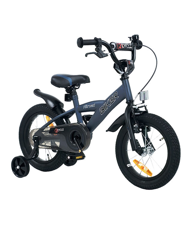 2Cycle Biker kinderfiets 14 inch (3 tot 5 jaar) voor jongens Blauw