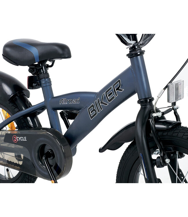 2Cycle Biker kinderfiets 14 inch (3 tot 5 jaar) voor jongens Blauw