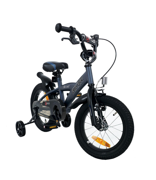 2Cycle Biker kinderfiets 14 inch (3 tot 5 jaar) voor jongens Blauw