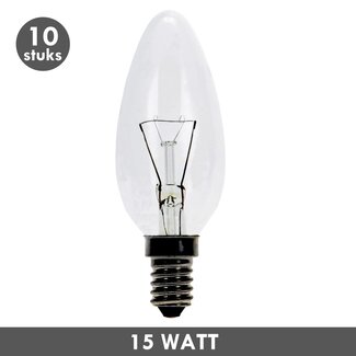 Kaarslamp 15 Watt helder E14 10x
