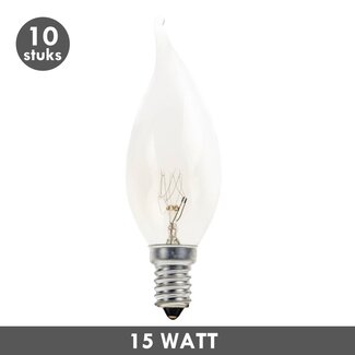 Tipkaars 15 Watt helder E14 10x