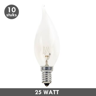 Tipkaars 25 Watt helder E14 10x