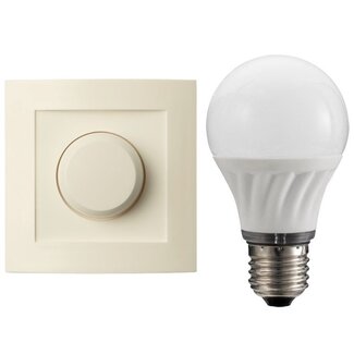LED muurdimmer met LED lamp 7W E27 warm wit
