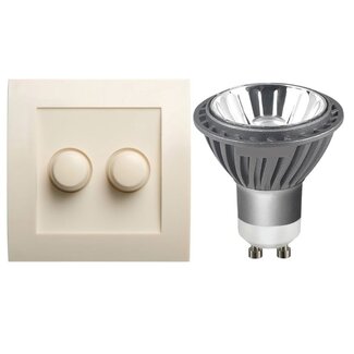 LED duo muurdimmer met LED lamp 7W GU10 warm wit
