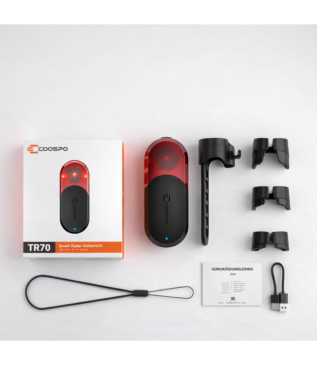 Coospo TR70 radar baglygte – kompatibel med Garmin Varia & Wahoo (ANT+ radar)