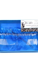 Wit organza en blauw satijn kousenbandje set
