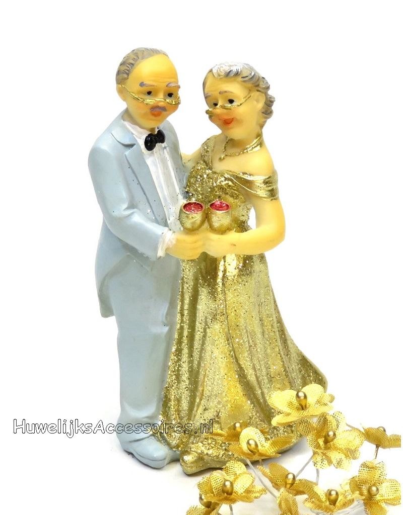 Gouden bruiloft bruidspaar taarttopper