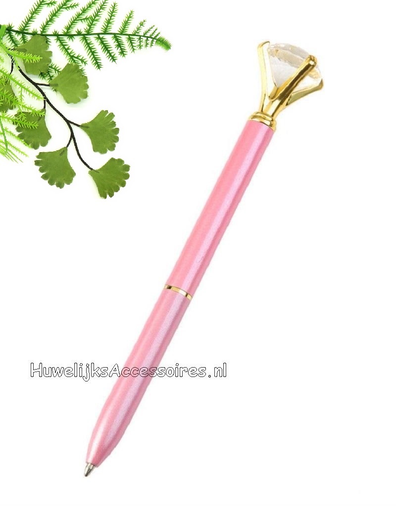 Wolk zwaarlijvigheid scheepsbouw Zeer mooie roze receptie pen met kristal - Huwelijks Accessoires