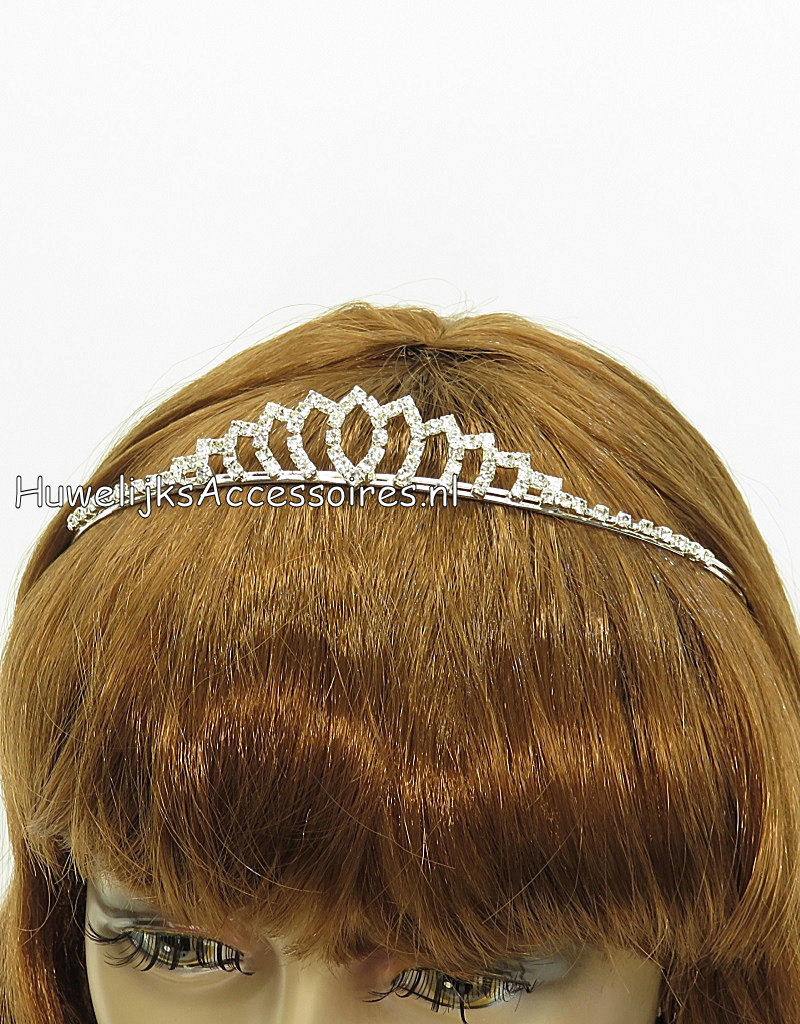 Bruid tiara zilverkleurige met strass steentjes - Huwelijks