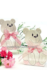 Roze beer doosje doop bedankje