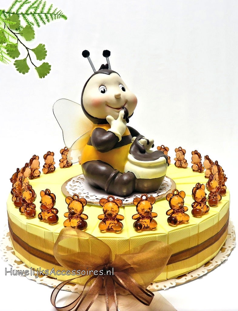 Doop bedankjes versierd met leuke bruine beertjes