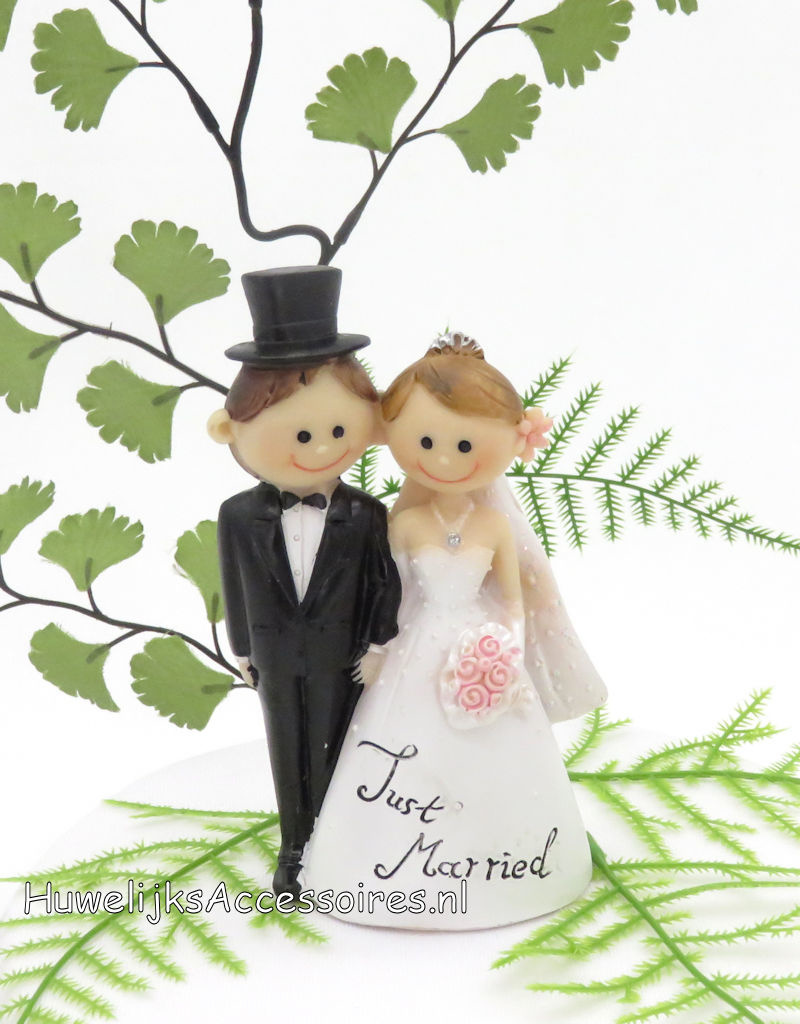 Storing Verlichting kreupel Komische 'Just Married' bruidstaart topper - Huwelijks Accessoires