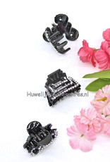 3 Zwarte haarklemmetjes met kleine strass steentjes
