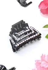 3 Zwarte haarklemmetjes met kleine strass steentjes