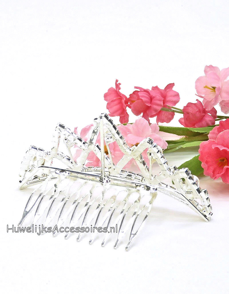 Schitterende strass en parel bruids tiara kam