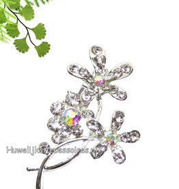 Strass bloemen broche