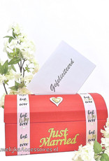 Rood receptie enveloppendoos - Just Married