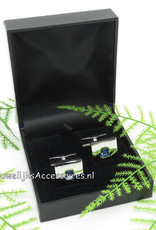 Vierkante manchetknopen met een blauwe steentje