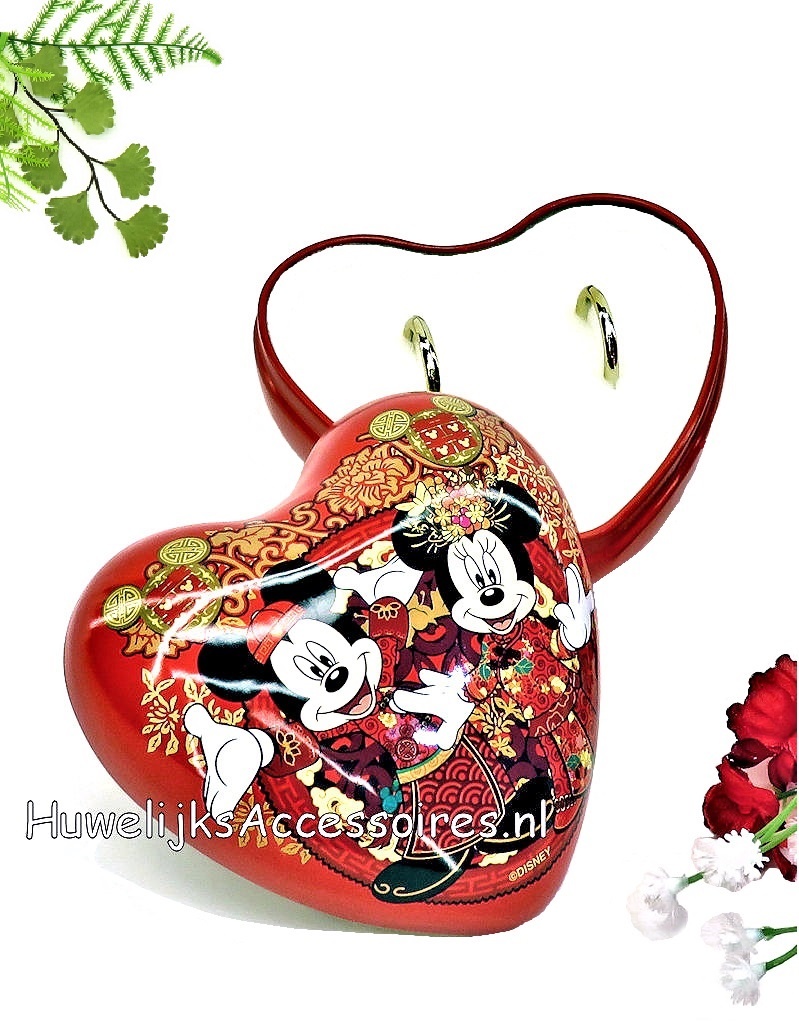 Disney Disney Mickey en Minnie rood hartvormig ringdoosje