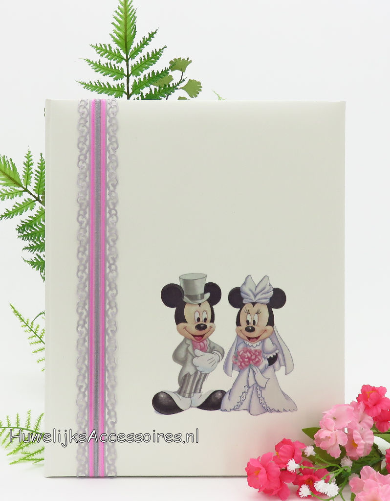 Disney Mickey en Minnie gastenboek versierd met lint