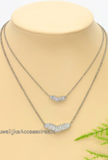 Zilveren dubbel strass harten ketting