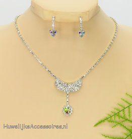 Strass ketting met oorbellen set