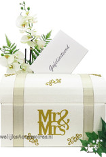 Mr & Mrs receptie enveloppe box versierd met goud