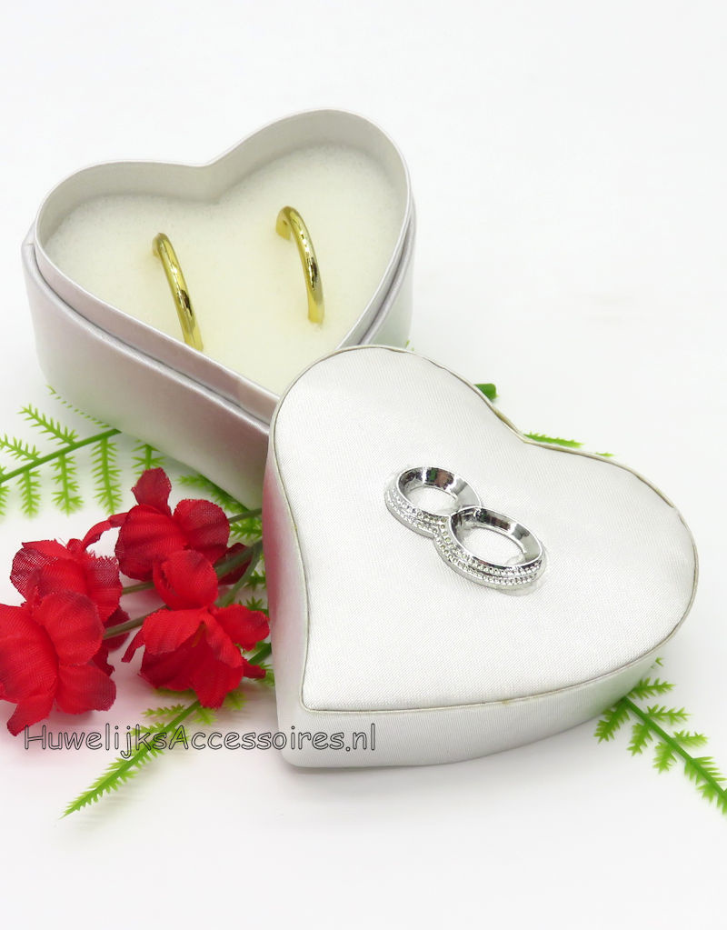 Sympton diepvries Mechanisch Zilver hartvormig trouwring doosje - Huwelijks Accessoires