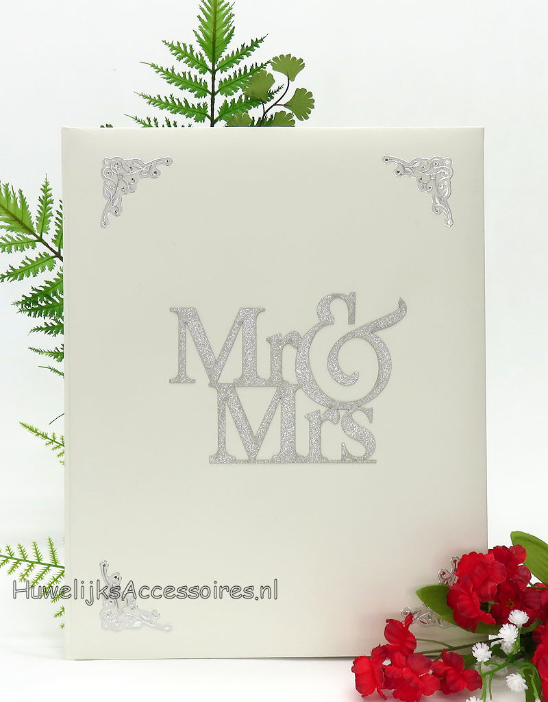 Mr & Mrs in zilver receptie gastenboek