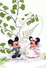 Disney Mickey en  Minnie Disney bruidstaart topper met witte zwanen