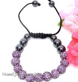 Shamballa armband met paars strass stenen