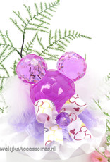 Disney Paars Mickey / Minnie Mouse taarttopper versierd met kant en veren