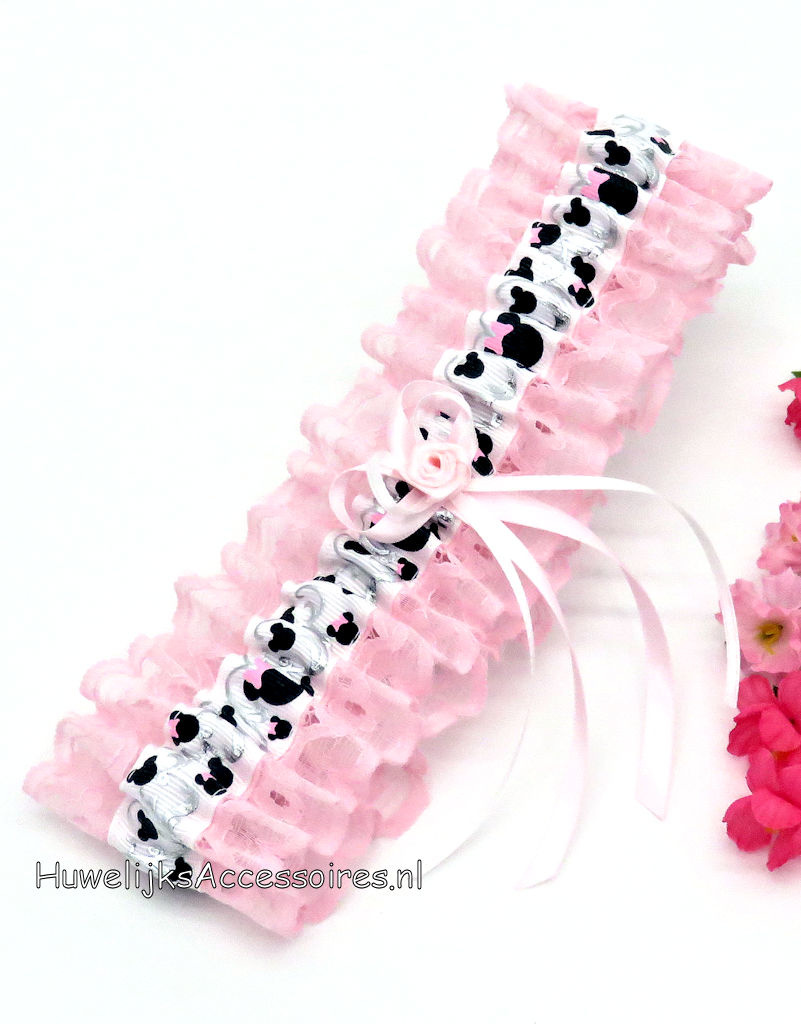 Disney Disney Minnie Mouse roze bruids kousenband met kant