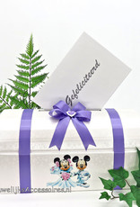 Disney Prachtige witte enveloppendoos versiert met lila lint en strik