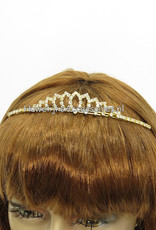 Goudkleurige bruid tiara met strass steentjes