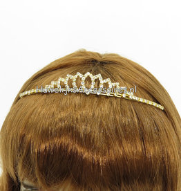 Gouden bruid tiara met strass steentjes